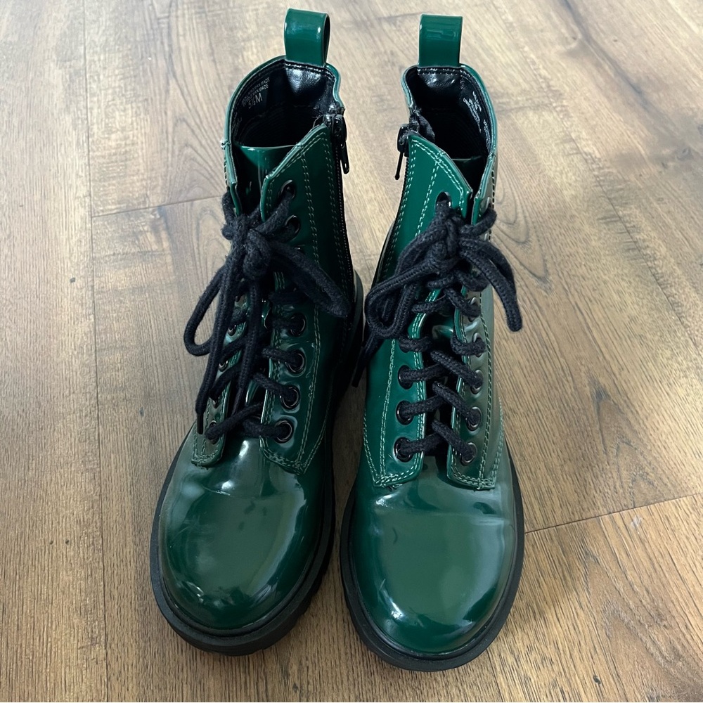 Soda Glossy Emerald Combat Boots